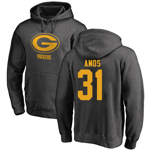 Men Green Bay Packers Ash 31 Amos Adrian One Color Nike NFL Pullover Hoodie Sweatshirts